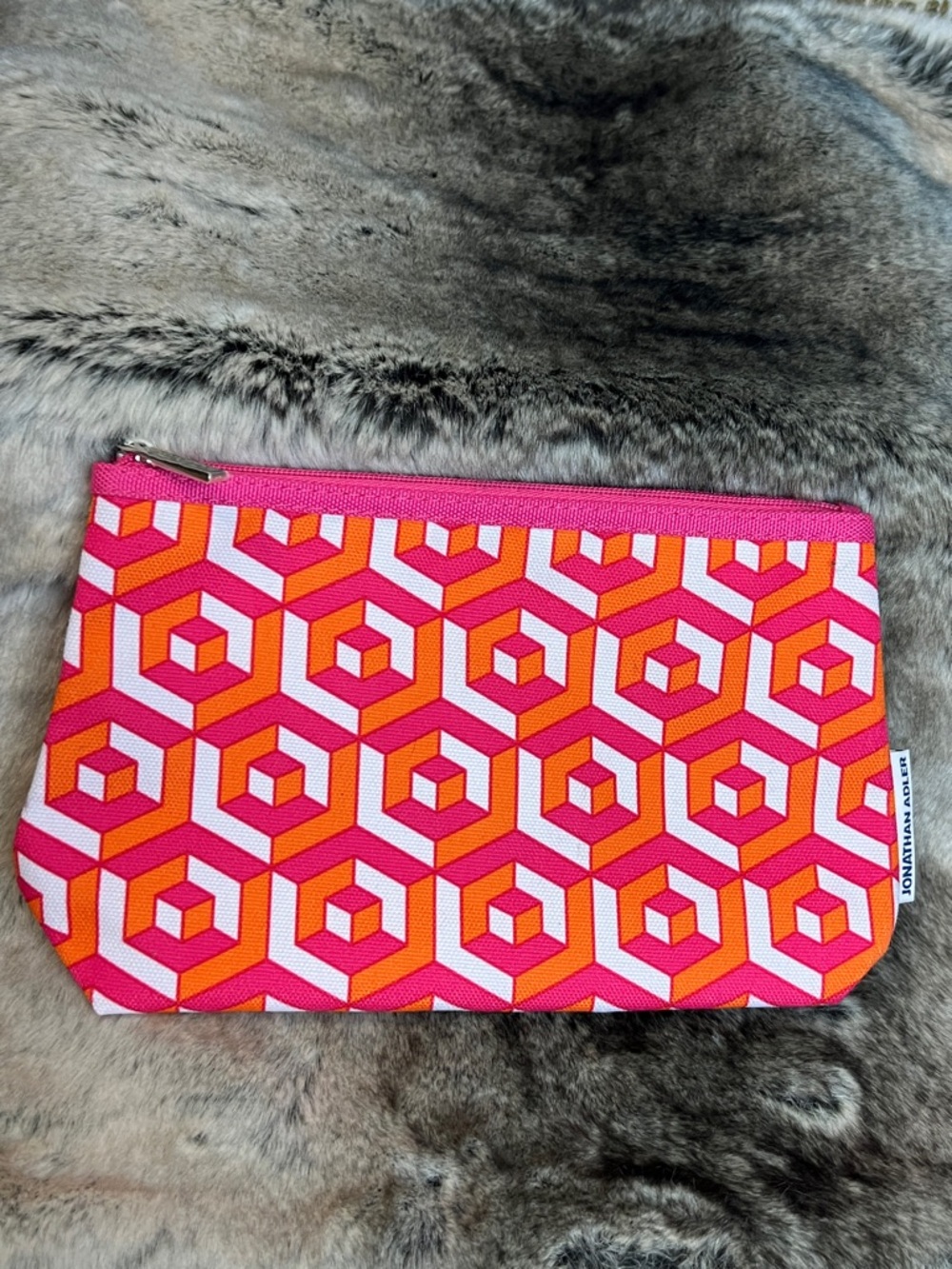 Clinique Pink Orange Geometric Travel Pouch
